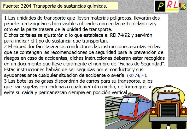 127 TRANSPORTE SUSTANCIAS QUIMICAS